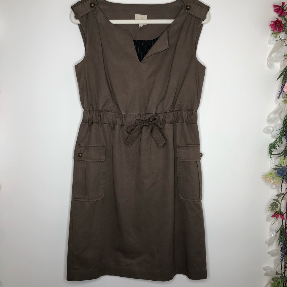 Anthropologie military green sleeveless dress